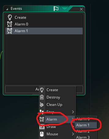 Add Alarm 1 Event