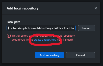 GitHub Desktop text to click