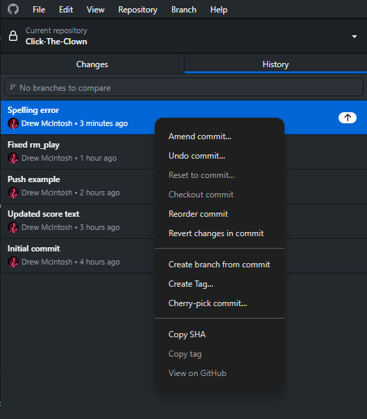 Spelling error context menu