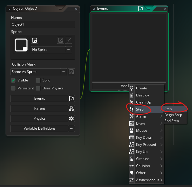Add Event > Step > Step